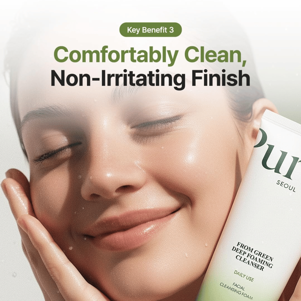 Purito Seoul From Green Deep Foaming Cleanser – skånsom dybderensning til en ren og frisk hud