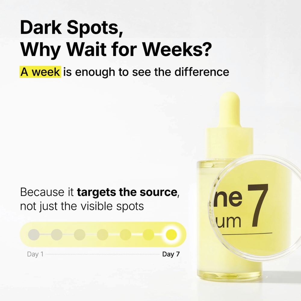 Ma:nyo Glutathione 7 Dark Spot Serum mod pigmentpletter og ujævn hudtone med synlige resultater allerede efter en uge