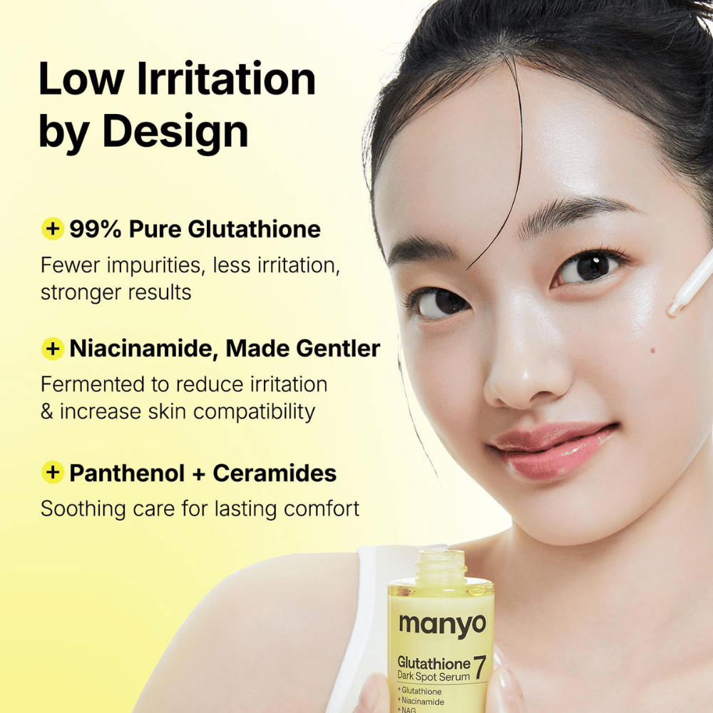 Ma:nyo Glutathione 7 Dark Spot Serum med 99 % glutathione, niacinamide, panthenol og ceramider til skånsom hudpleje