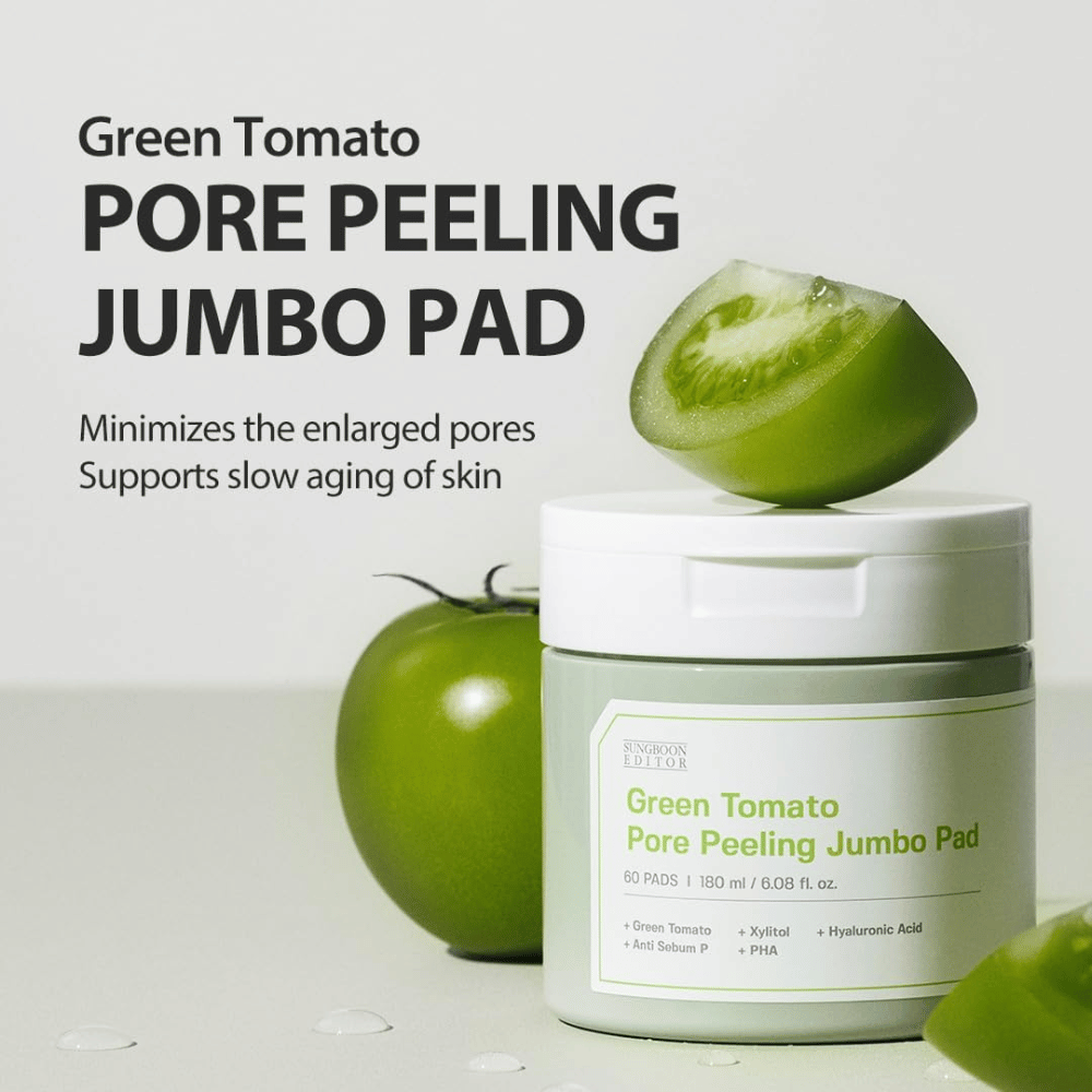 SUNGBOON EDITOR Green Tomato Pore Peeling Jumbo Pad – eksfolierende pads til porer og en mere jævn hudstruktur