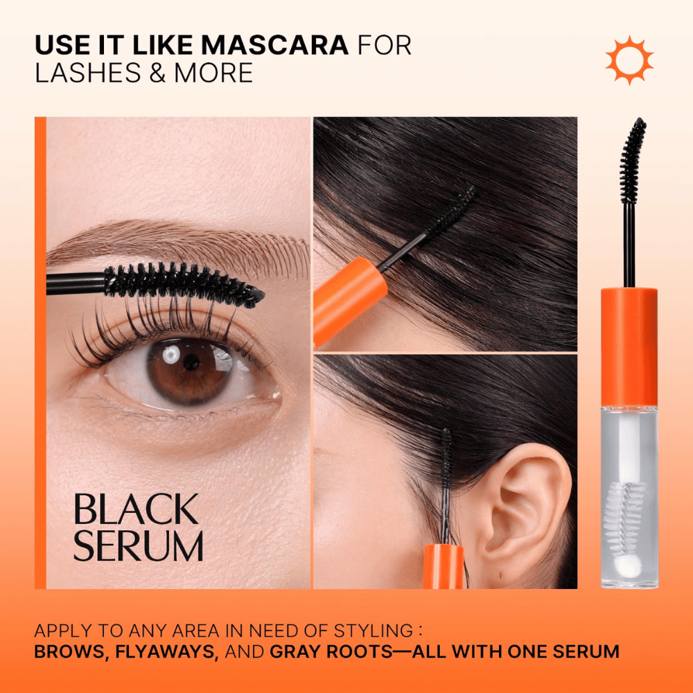 LILYEVE Grow Turn Exosome Dual Lash Serum – sort serum til dagbrug, som påføres på øjenvipper, øjenbryn og hårgrænse.