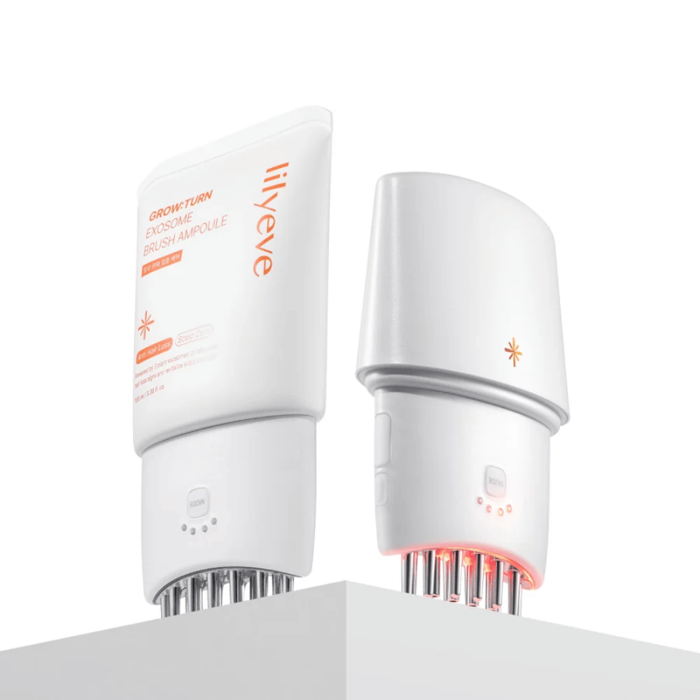 3. Lilyeve GrowTurn Pro – hovedbundsenhed sammen med GrowTurn Exosome Brush Ampoule