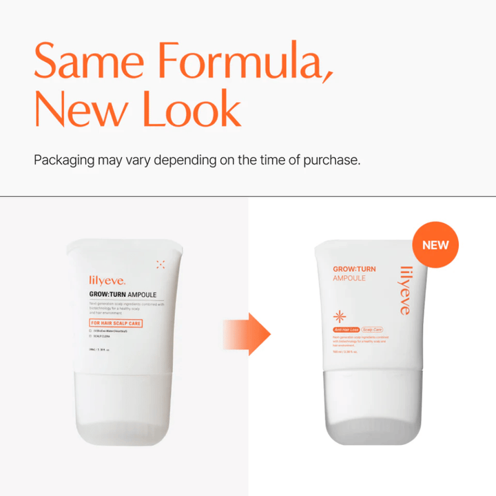 Billede, der viser ny vs. gammel emballage af produktet – samme formel men opdateret design.
