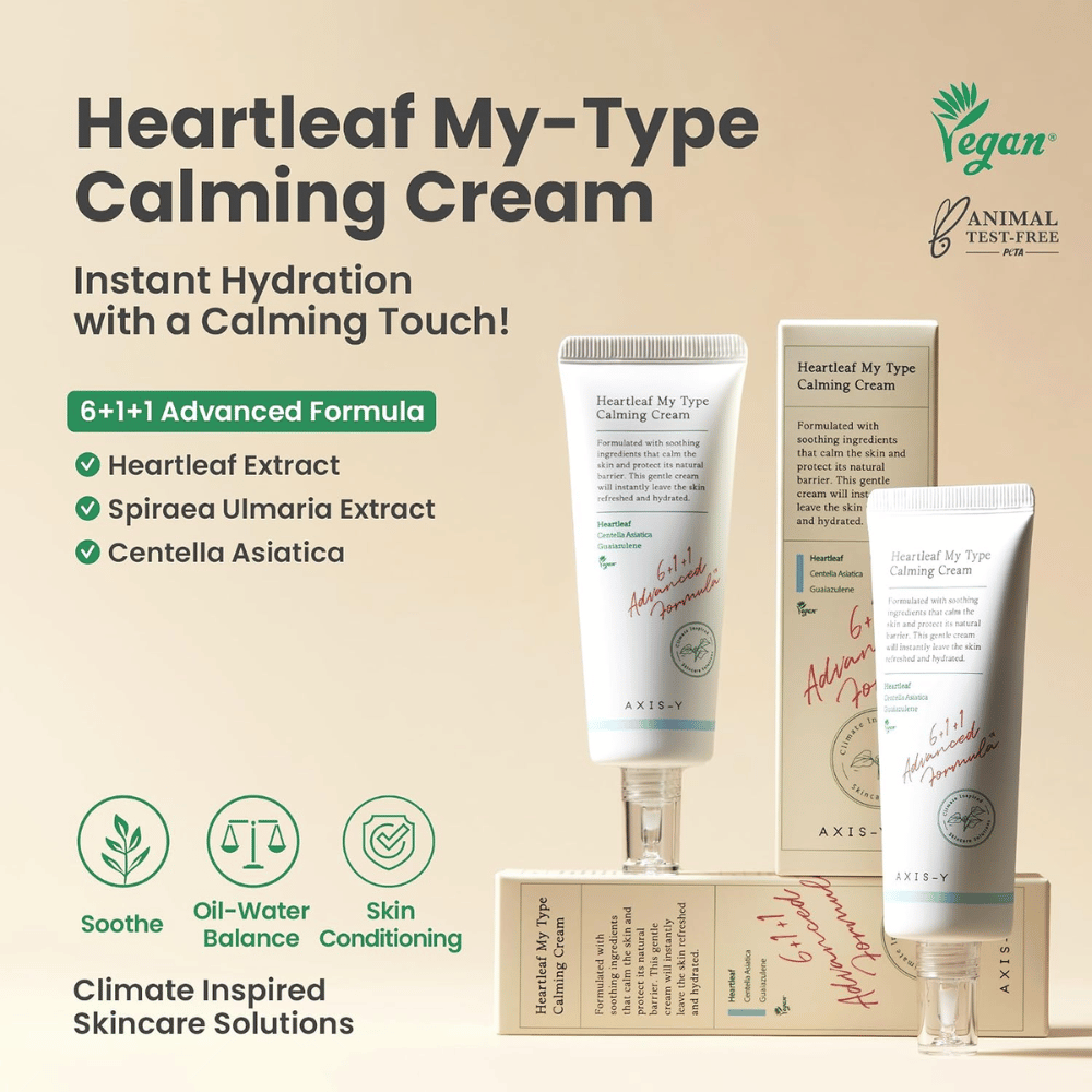 AXIS-Y Heartleaf My Type Calming Cream – fugtgivende og beroligende ansigtscreme til sensitiv hud