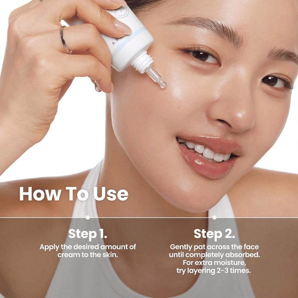 AXIS-Y Heartleaf My Type Calming Cream – påføring af beroligende ansigtscreme