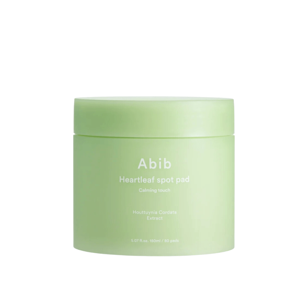Krukke med Abib Heartleaf Spot Pad Calming Touch, beroligende hudplejepuder med Houttuynia Cordata-ekstrakt.