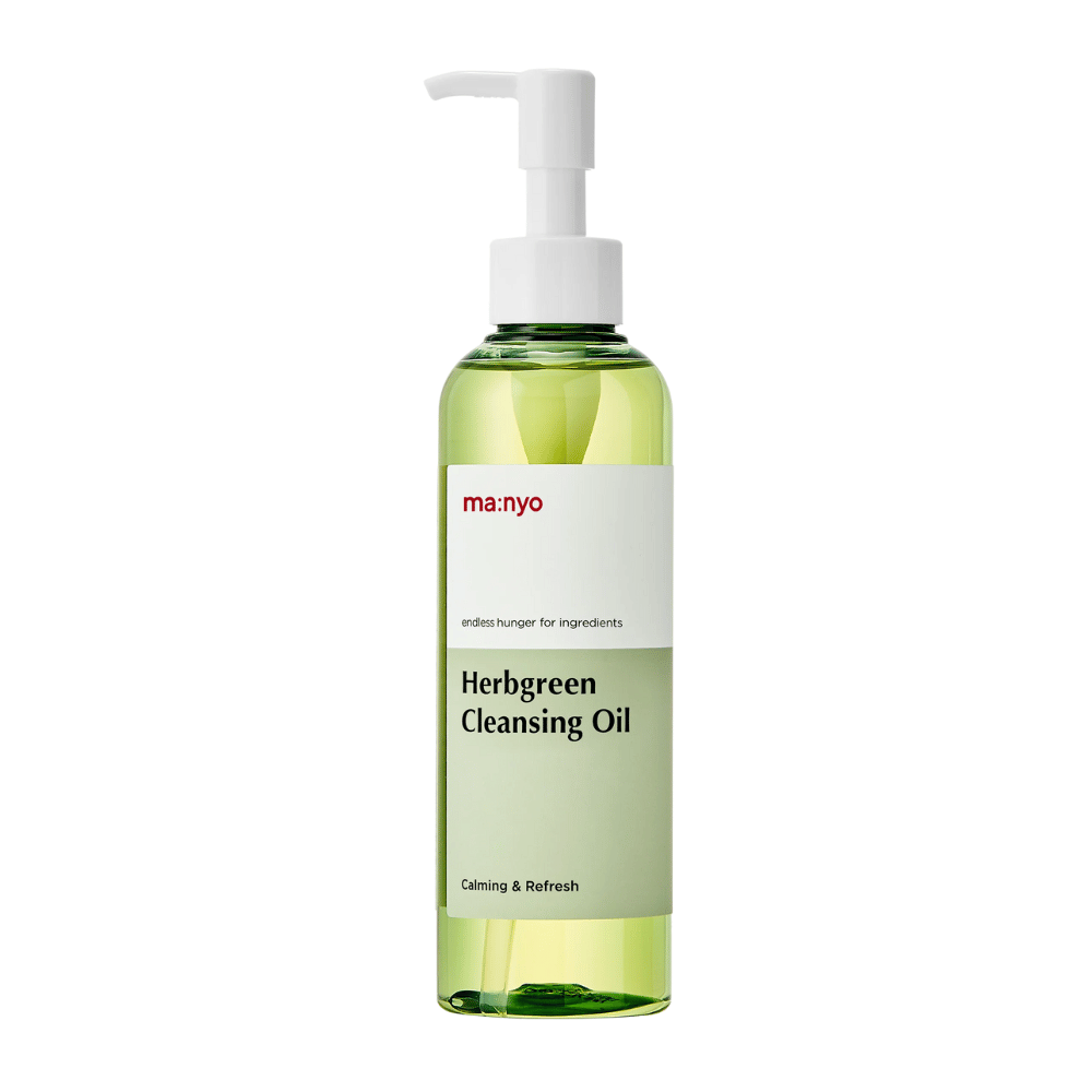 ma:nyo Herbgreen Cleansing Oil rensende olie med pumpe, skånsom olierens der fjerner makeup og renser porer effektivt