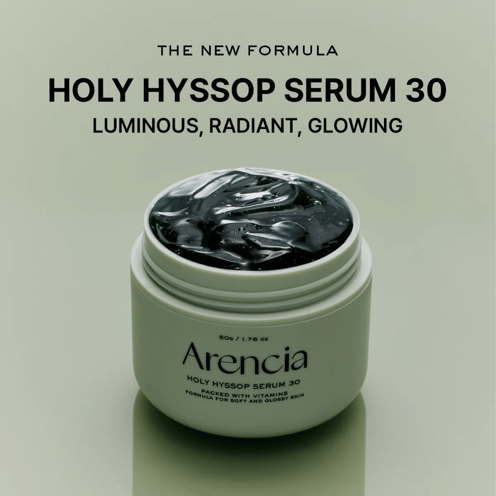 Arencia Holy Hyssop Serum 30 – nyt glansgivende serum med vitaminrig formel, der giver en jævn, strålende og sund hudtone.