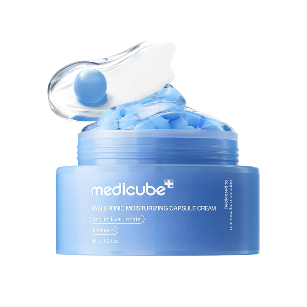 5. Medicube Hyaluronic Moisturizing Capsule Cream 55 g – fugtgivende kapselcreme i blå krukke