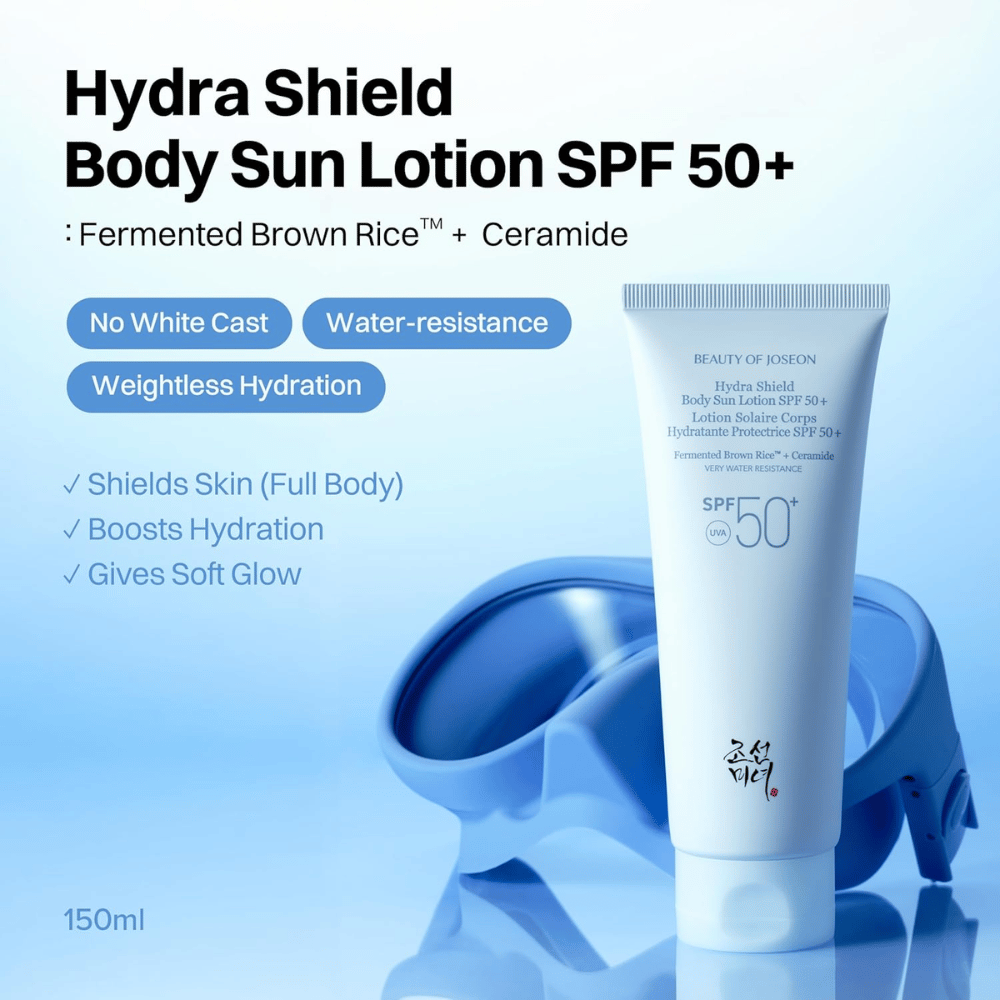 Beauty of Joseon Hydra Shield Body Sun Lotion SPF50+ 150 ml vandafvisende solbeskyttelse til kroppen