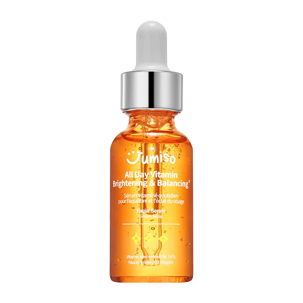 Billede af JUMISO - All Day Vitamin Brightening & Balancing Facial Serum 30ml med en enkel baggrund. Dette produkt er et ansigtsserum, der hjælper med at give huden glød og balance.