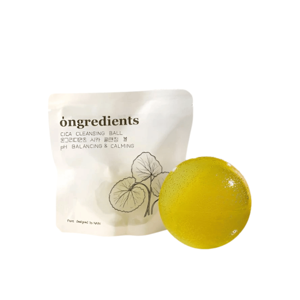 Ongredients Jeju Cica Cleansing Ball – naturlig rengøringsbold med centella asiatica som balancerer pH og beroliger huden.