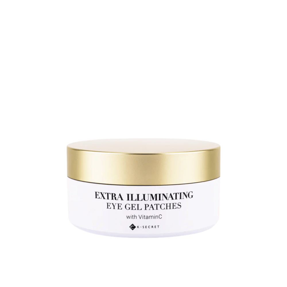 Burk med K-Secret Extra Illuminating Eye Gel Patches med vitamin C og guldlåg.