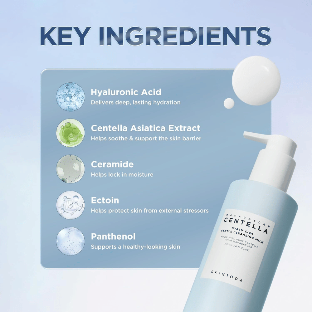 SKIN1004 Madagascar Centella Hyalu-Cica Gentle Cleansing Milk – hyaluronsyre, centella, ceramider, ectoin og panthenol