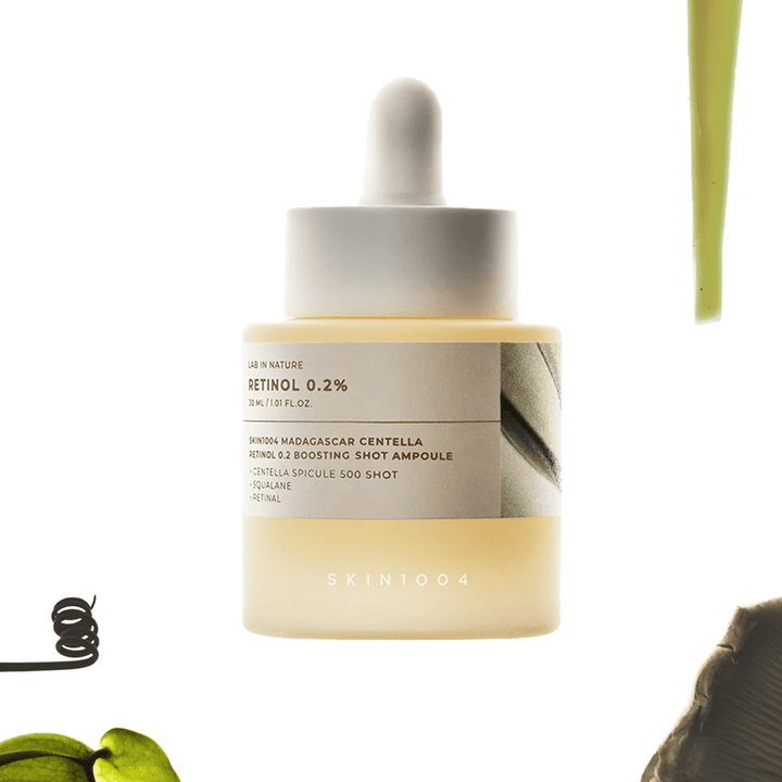 SKIN1004 Madagascar Centella Retinol 0.2 Boosting Shot Ampoule – koreansk retinolserum med 0,2 % retinol og centella asiatica for forbedret hudstruktur, elasticitet og jævnere hudtone.