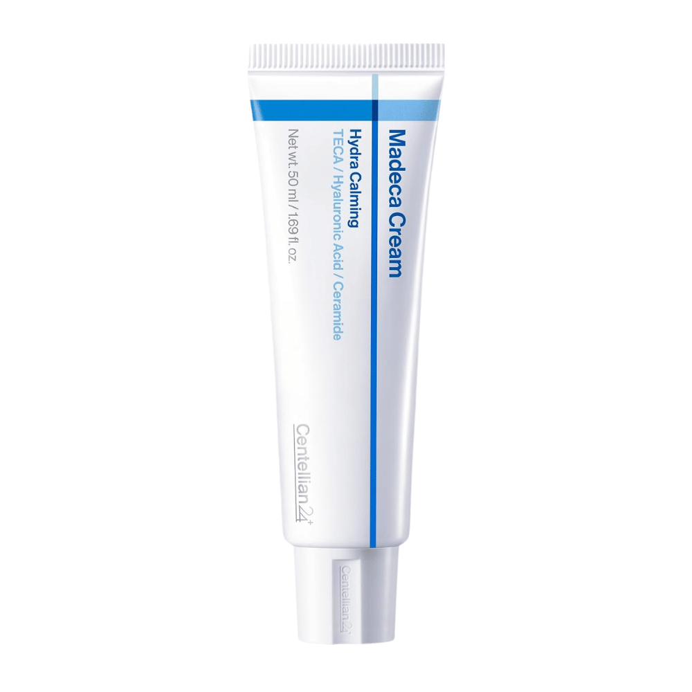 5. Centellian24 Madeca Cream Hydra Calming 50ml – hvid tube med blå detaljer mod hvid baggrund
