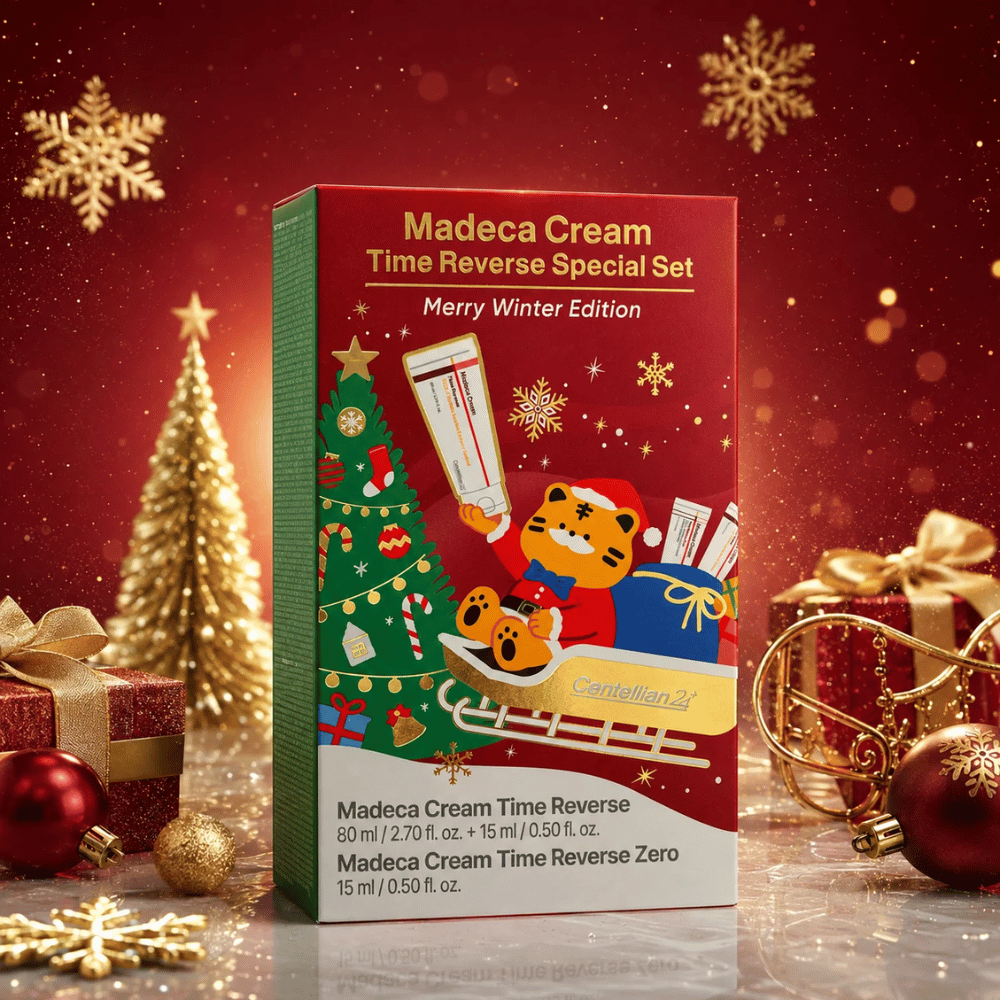 3. Centellian24 Madeca Cream Time Reverse Special Set Merry Winter Edition – juleemballage med juletræ, julegaver og gulddetaljer