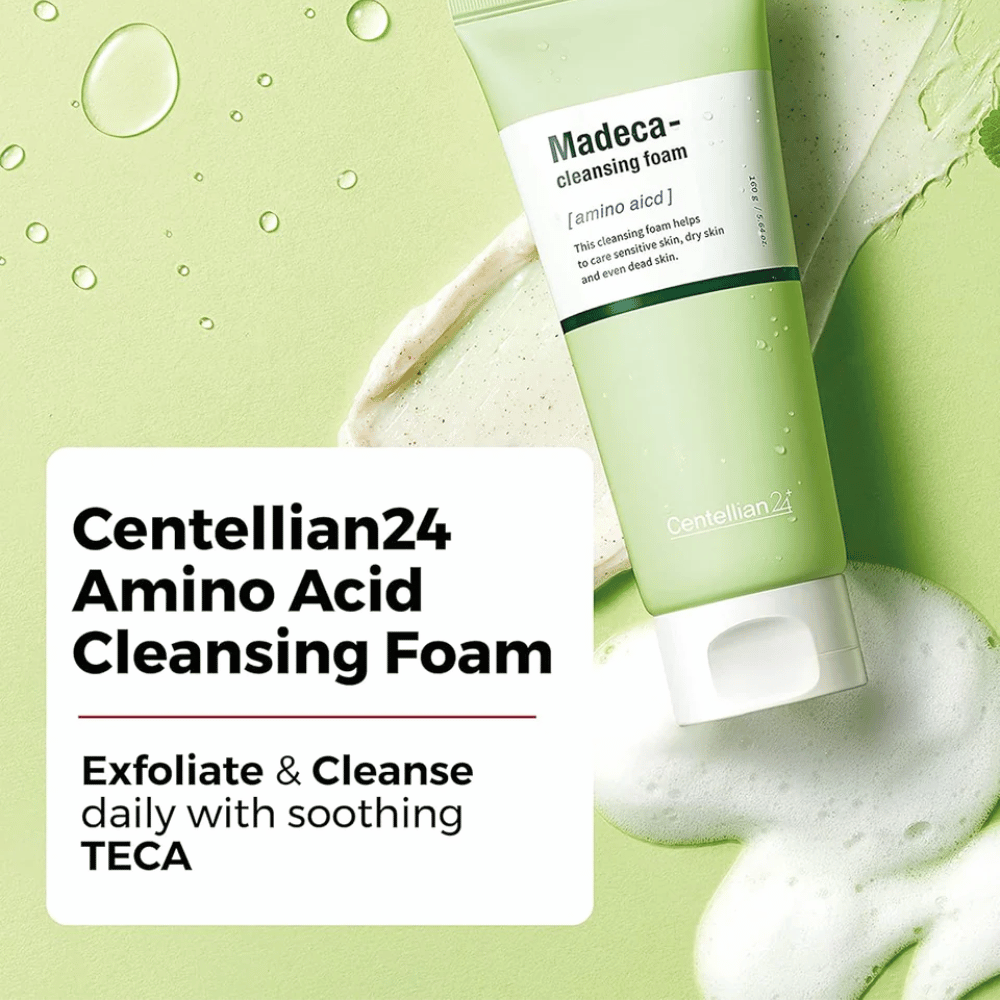 Centellian24 Madeca Amino Acid Cleansing Foam produktbillede – koreansk rensefoam med TECA og aminosyrer der eksfolierer mildt, renser huden effektivt og hjælper med at fugte.