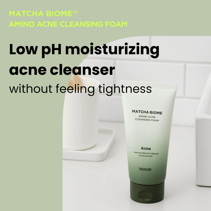 Heimish Matcha Biome Amino Acne Cleansing Foam – fugtgivende akne-rens uden udtørrende følelse, perfekt til daglig brug