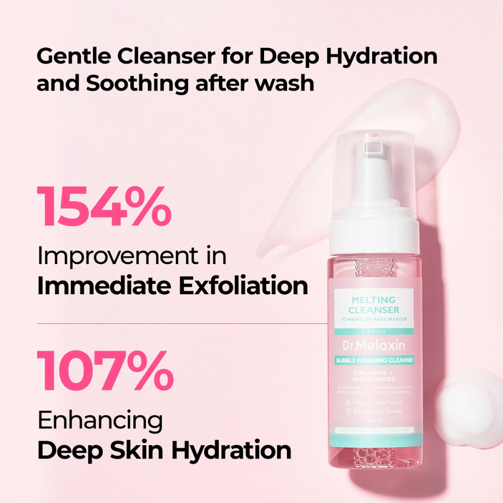 Dr. Melaxin Bubble Foaming Cleanser, der giver dyb rensning, eksfoliering og intensiv fugt