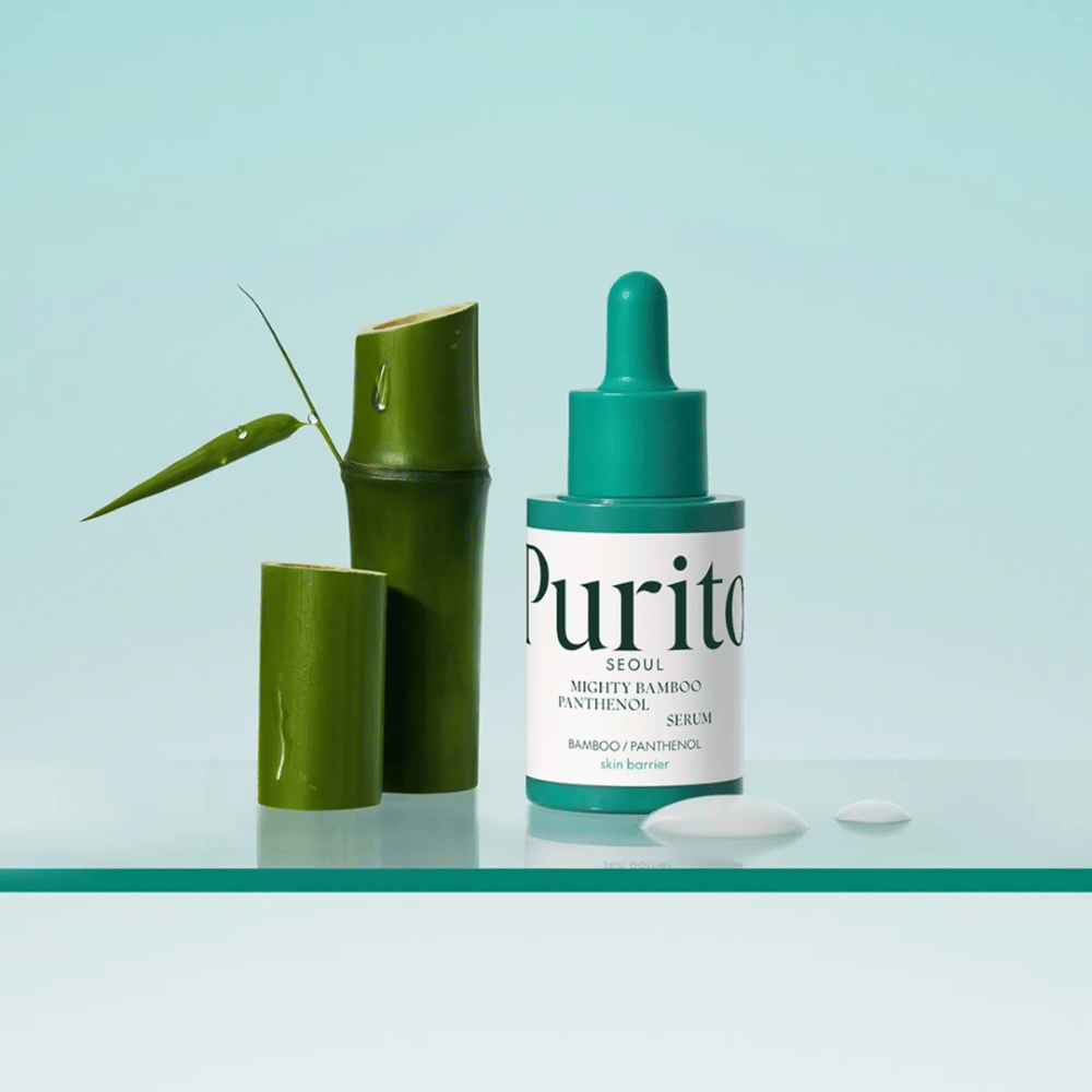 Purito Mighty Bamboo Panthenol Serum – vegansk koreansk serum med bambusekstrakt og panthenol, der beskytter og fugter huden.