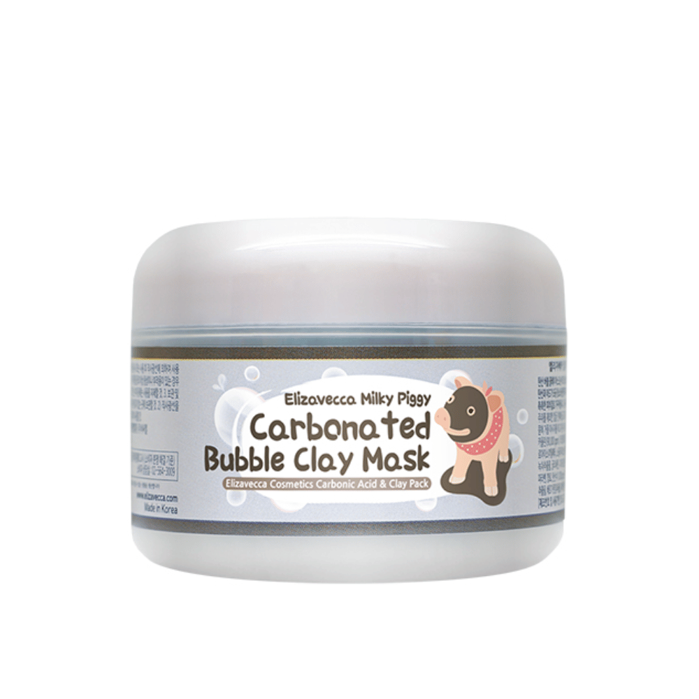 Elizavecca Milky Piggy Carbonated Bubble Clay Mask i krukke – kulsyreholdig lermaske, der skummer på huden og hjælper med at rense porerne i dybden.