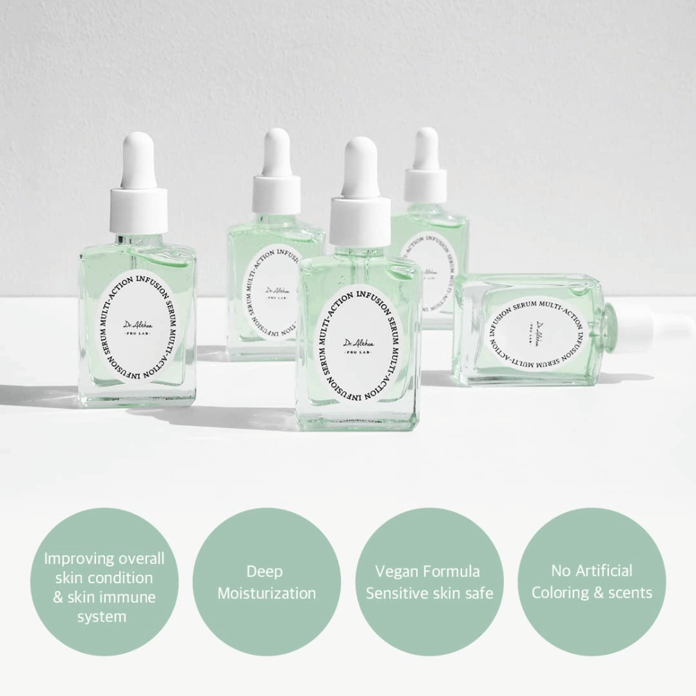 Dr. Althea Multi Action Infusion Serum som styrker hudbarrieren, giver dyb fugt, passer til sensitiv hud og giver naturlig glans.