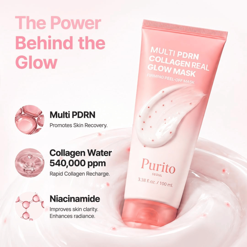 Purito SEOUL Multi PDRN Collagen Real Glow Mask – peel-off-maske med PDRN, kollagenvand og niacinamid for glød