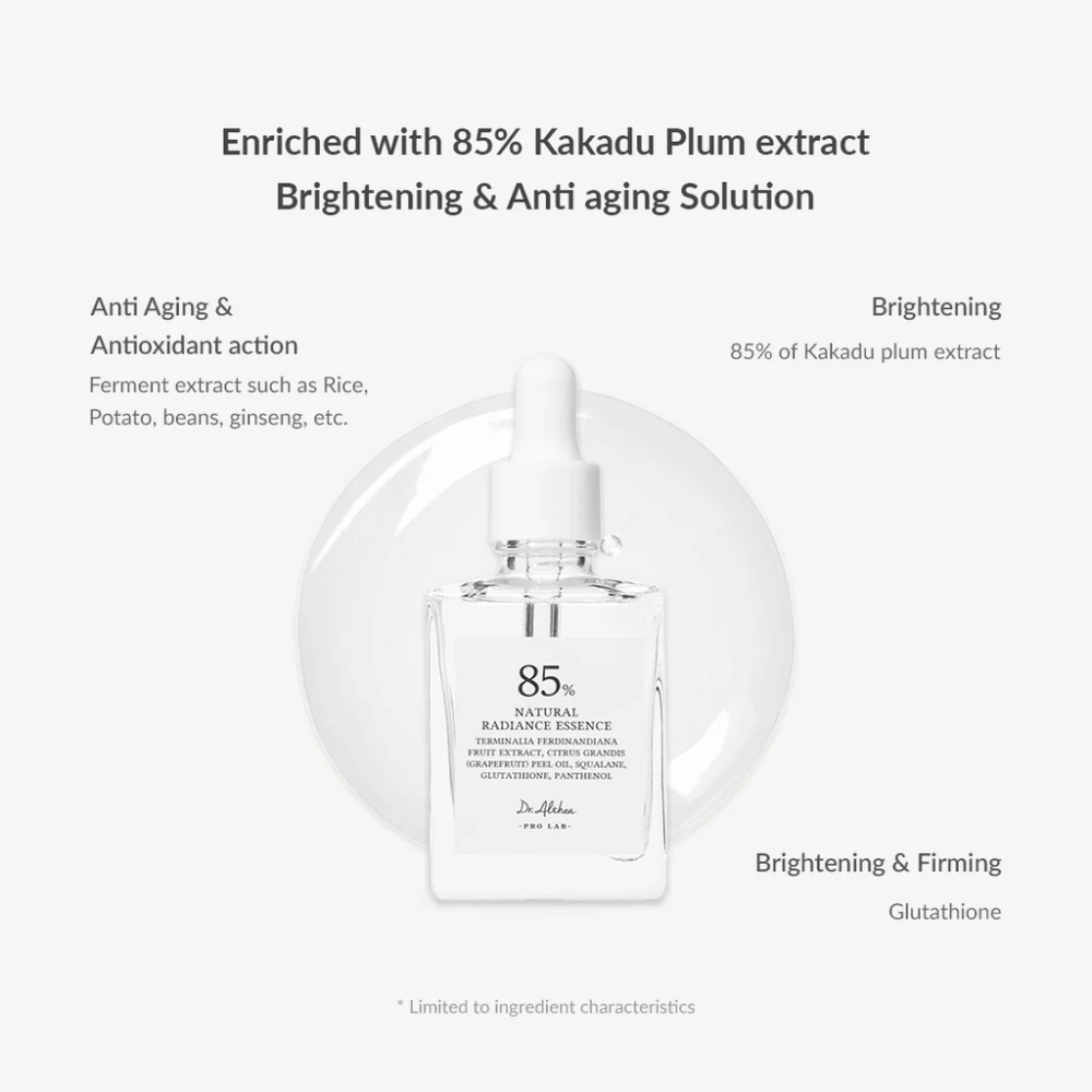 Dr. Althea Natural Radiance Essence med Kakadu Plum og antioxidanter som forbedrer hudens elasticitet, reducerer pigmentering og giver fastere hud.