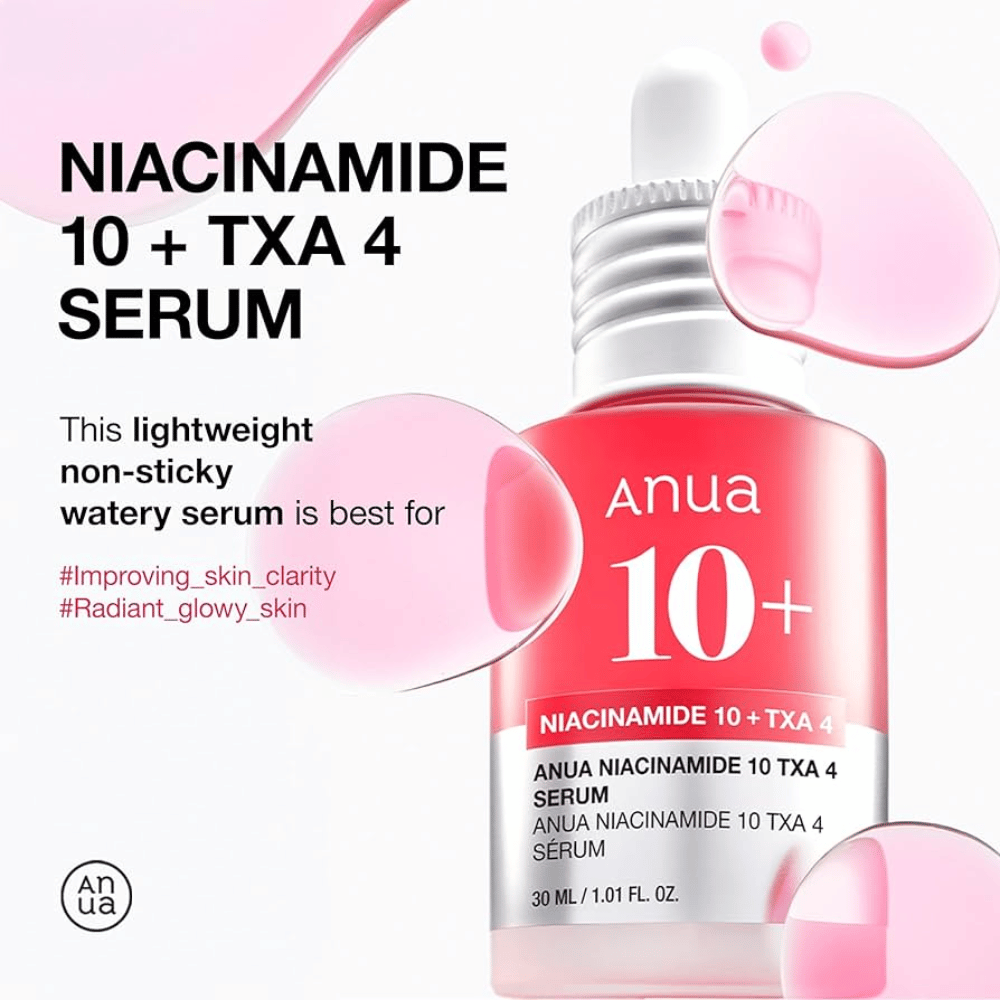 Let, vandbaseret serum med 10% niacinamid og 4% tranexamsyre. Ikke-klistret formel, der forbedrer hudens klarhed og giver en strålende glød.
