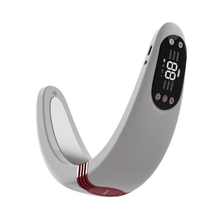 Vinkelbillede af Beaund Nmode Pro som viser den ergonomiske U-formede konstruktion. Designet er udviklet til at give tæt kontakt med behandlingsområdet.