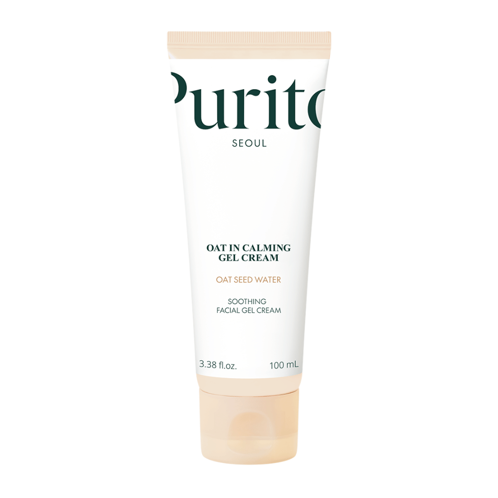 Produktbillede på Purito Oat-In Calming Gel Cream 100 ml. Soothing facial gel cream med havrevatten som beroliger og fugter huden.