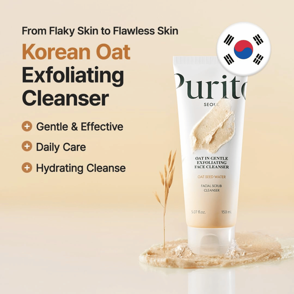 Purito Oat In Gentle Exfoliating Face Cleanser 150 ml – koreansk ansigtsrens med havrepartikler for daglig mild peeling