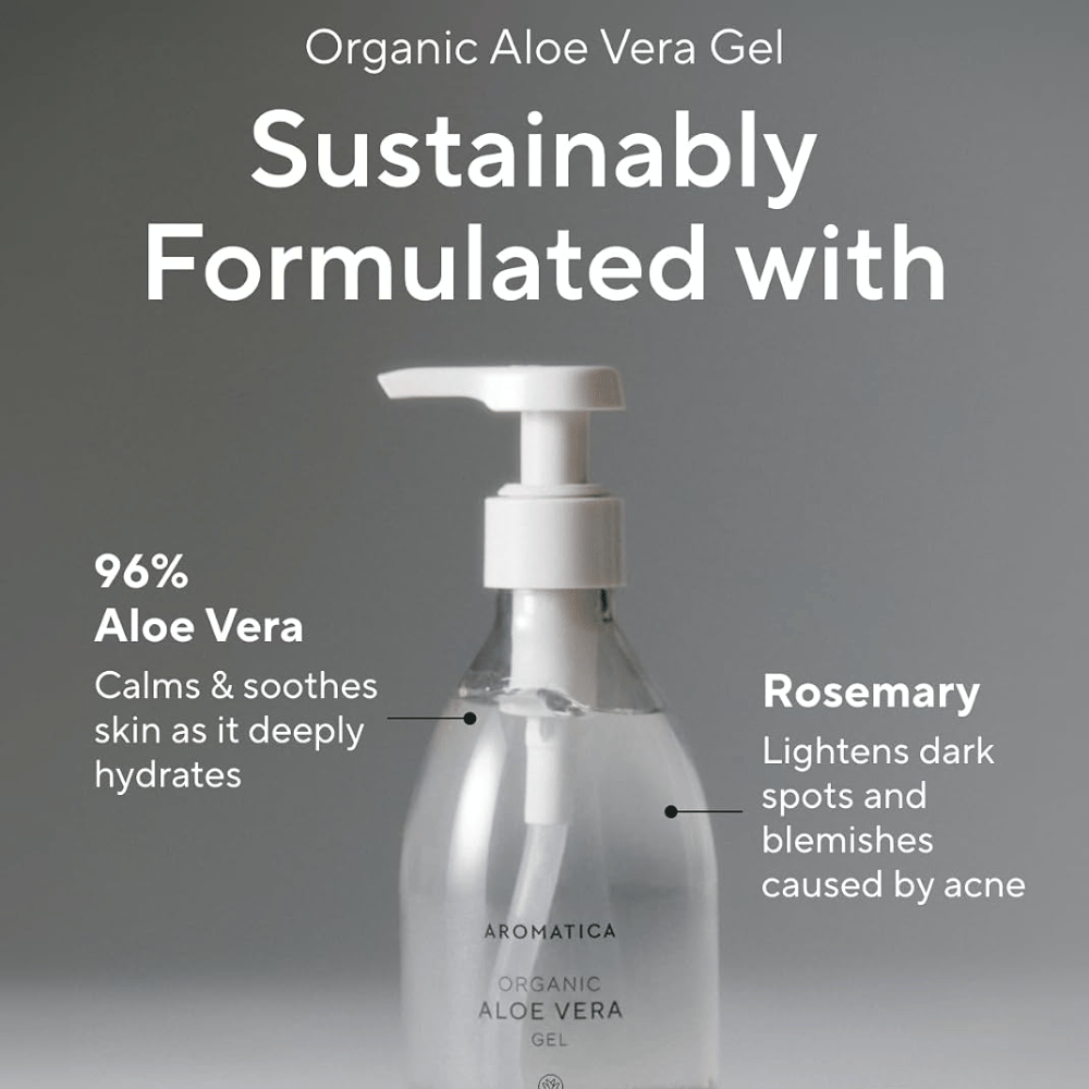AROMATICA Organic Aloe Vera Gel – fugtgivende gel med 96 % aloe vera og rosmarin