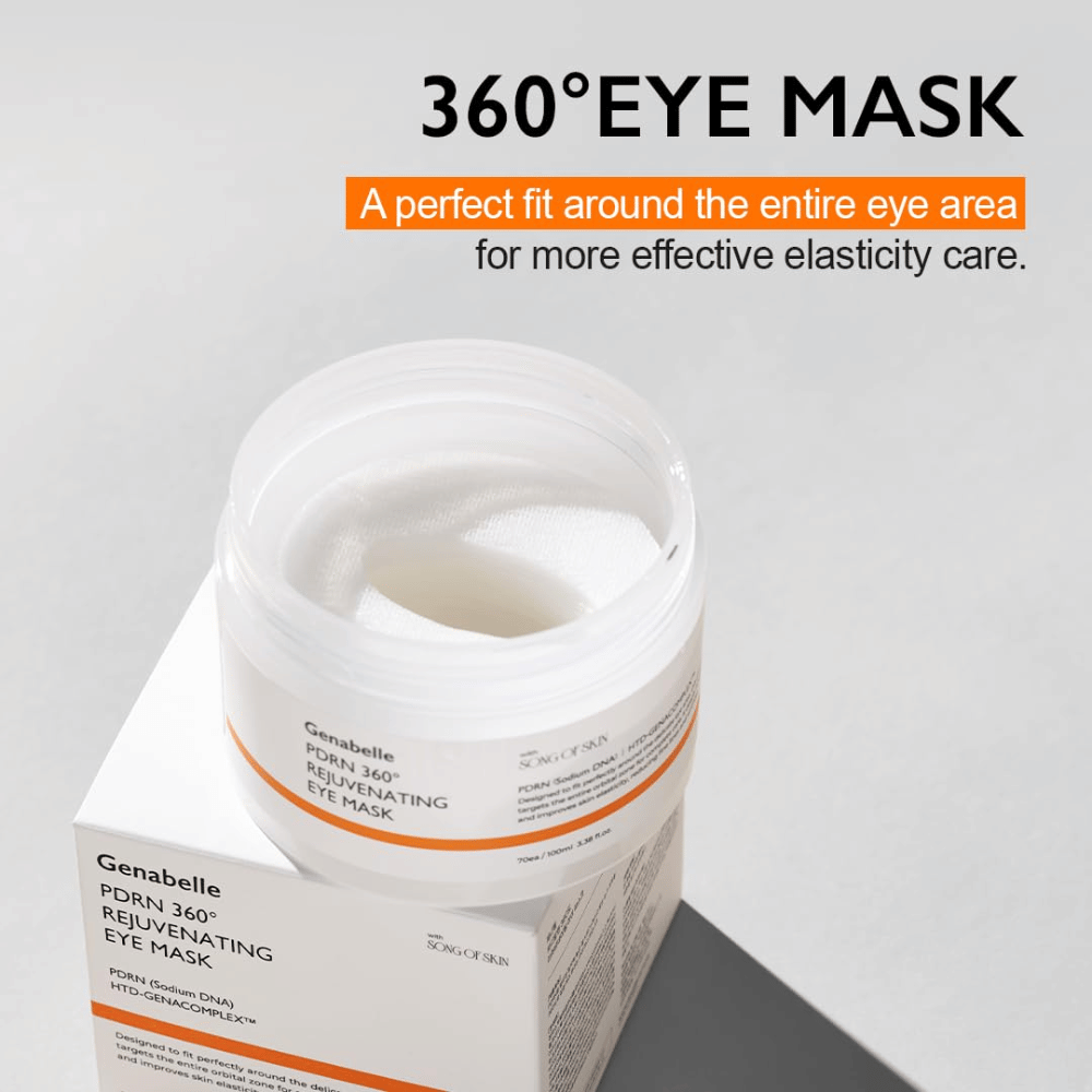 Genabelle PDRN 360° Rejuvenating Eye Mask med 360 graders pasform, der dækker hele øjenområdet for effektiv pleje og forbedret elasticitet.