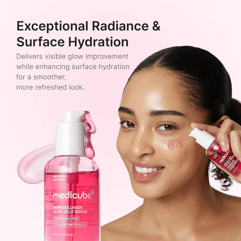 Medicube PDRN Collagen Glow Jelly Serum som giver intensiv fugt og naturlig glød til huden