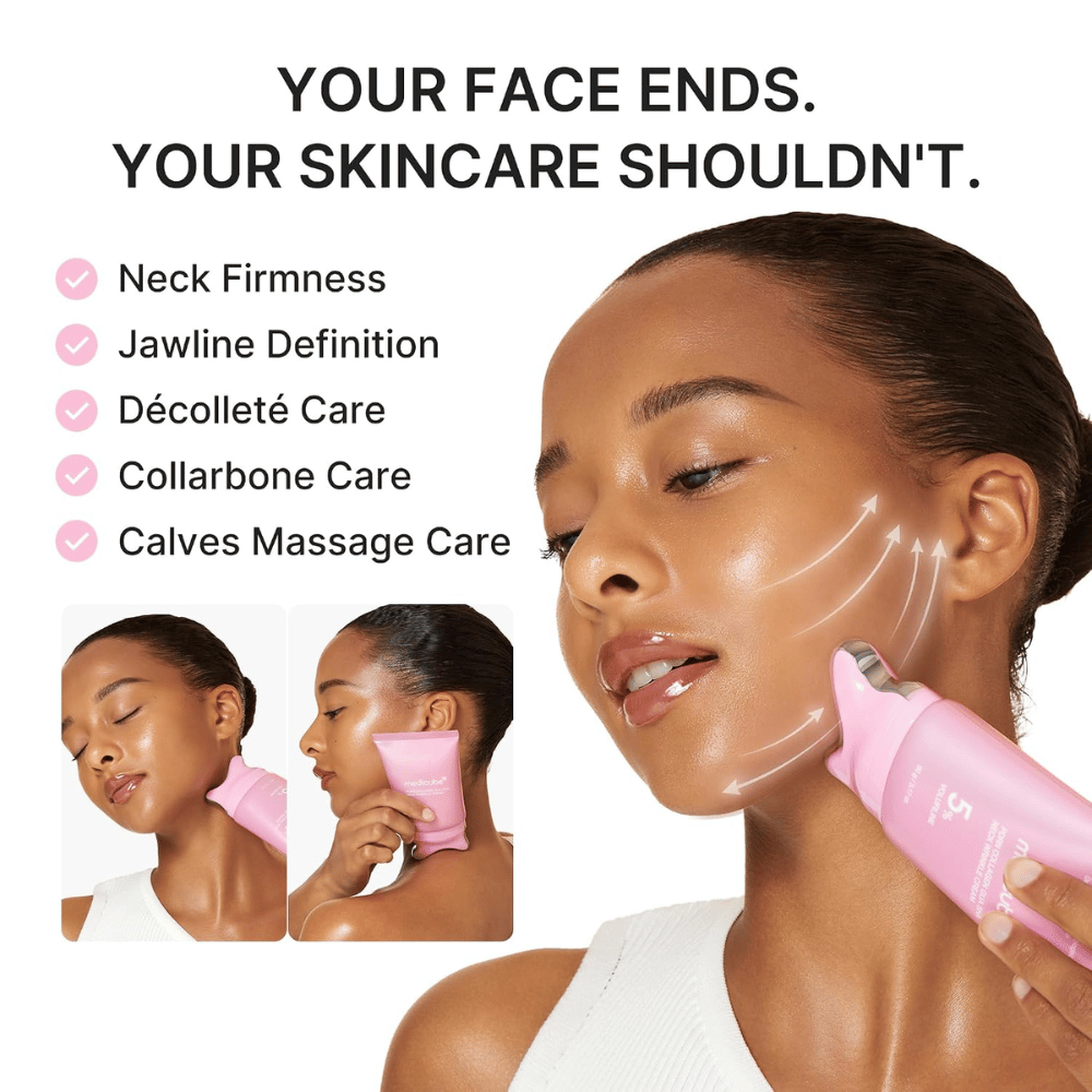 3. Medicube PDRN Collagen Gua Sha Neck Wrinkle Cream – opstrammende massage til hals og kæbelinje