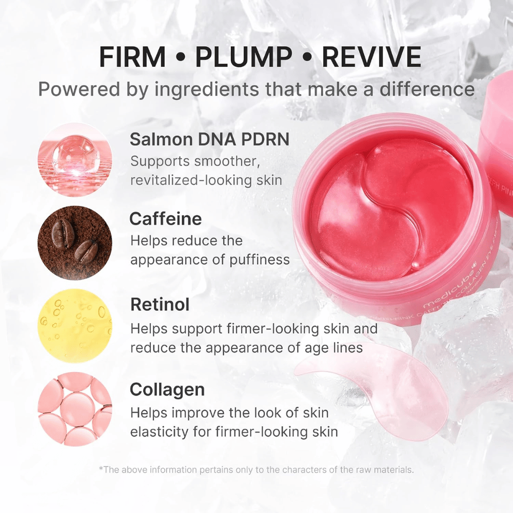 3. Medicube PDRN Pink Caffeine Collagen Eye Patch – med PDRN, koffein, retinol og kollagen for fastere hud og reduceret hævelse