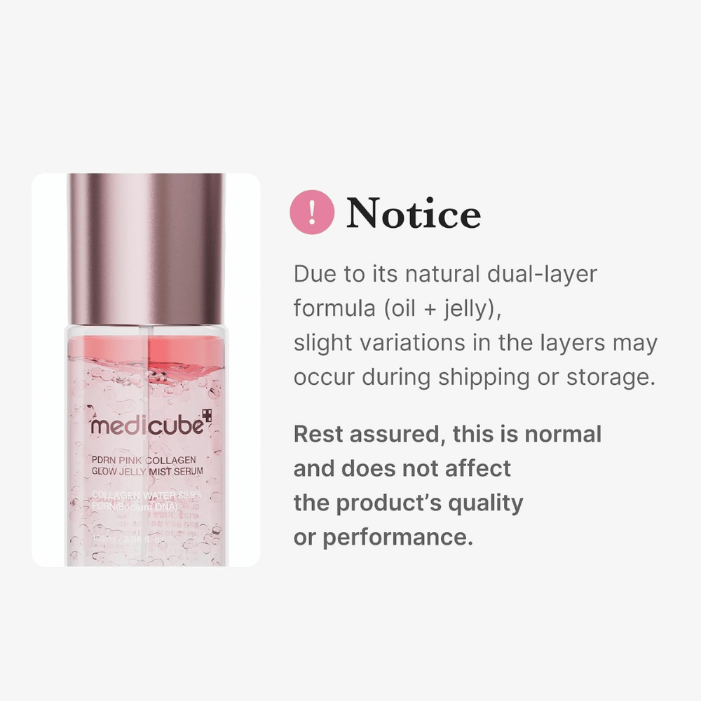 1. Medicube PDRN Pink Collagen Glow Jelly Mist Serum – tofaseformel med olie og gelé, som naturligt kan adskille sig
