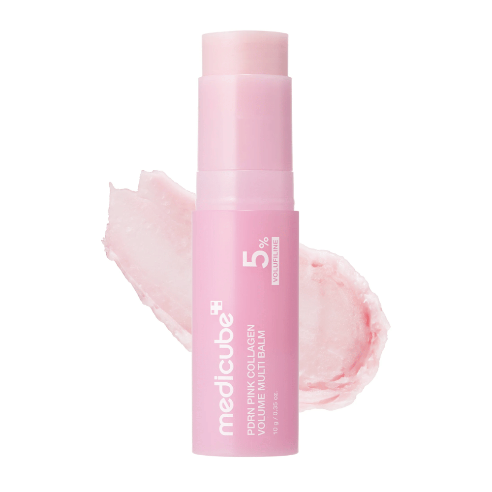 1. Medicube PDRN Pink Collagen Volume Multi Balm 10 g – rosa balmstick med PDRN og kollagen samt cremet konsistens mod hvid baggrund
