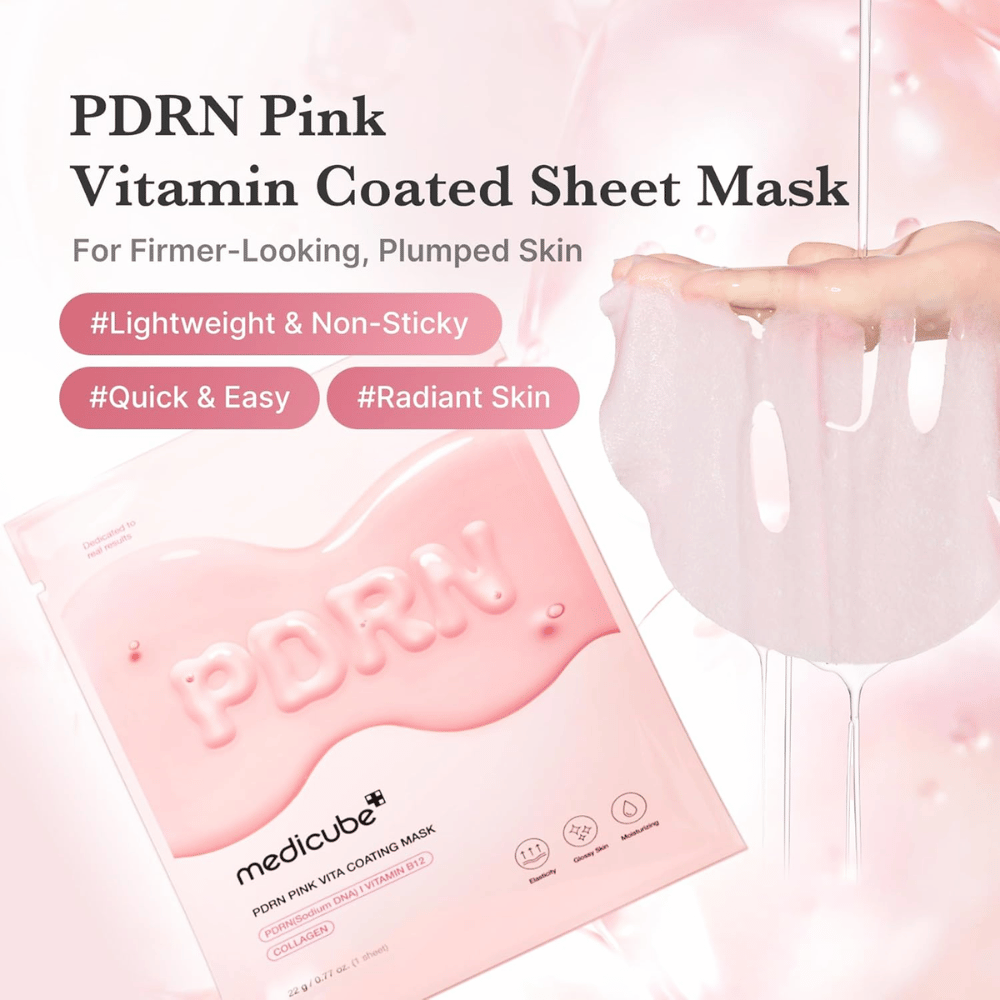 Produktbillede med maske og emballage – fokus på fugtgivende Sheet mask med let, ikke-klæbrig følelse.