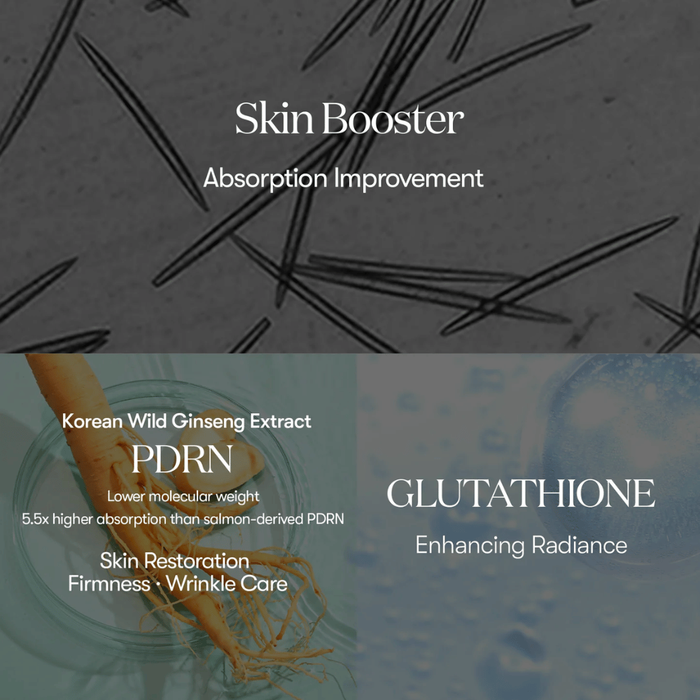 VT Cosmetics PDRN Reedle Shot 100 skin booster med ginseng PDRN og glutathione, som styrker hudbarrieren og giver øget glød og elasticitet