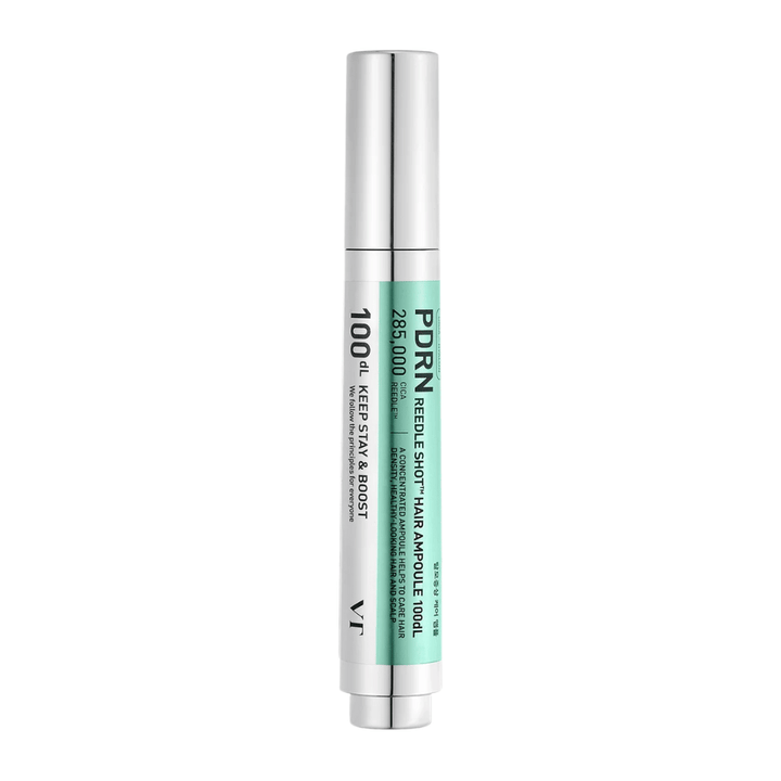 PDRN Reedle Shot Hair Ampoule 100dL i penformat på hvid baggrund, et koncentreret hovedbundsserum, der styrker hovedbunden og støtter et sundere hår.