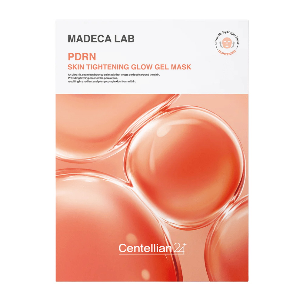 MADECA LAB PDRN Skin Tightening Glow Gel Mask fra Centellian24 – koreansk gelmaske med PDRN-teknologi for fastere hud, glød og forbedret hudelasticitet.