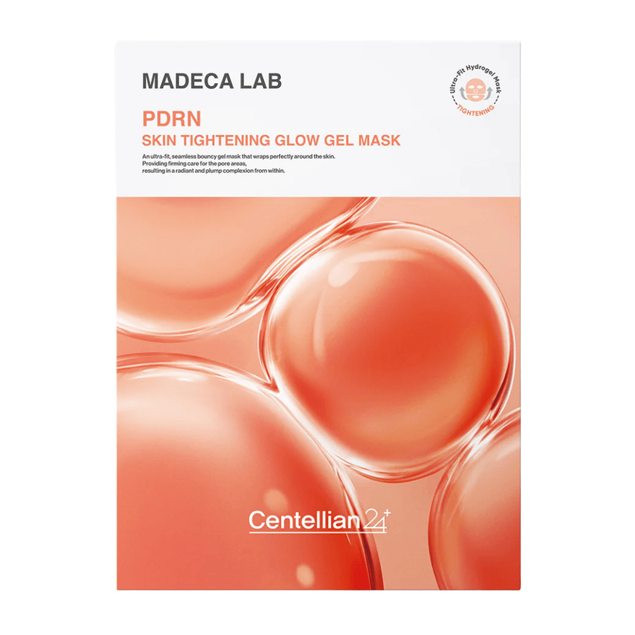 MADECA LAB PDRN Skin Tightening Glow Gel Mask fra Centellian24 – koreansk gelmaske med PDRN-teknologi for fastere hud, glød og forbedret hudelasticitet.