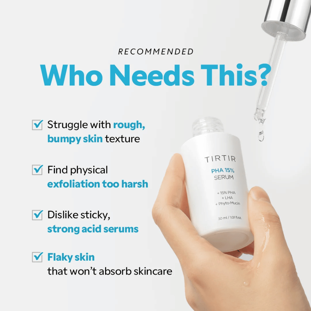 TIRTIR PHA 15% Serum – eksfolierende serum til ujævn og knoppet hudstruktur