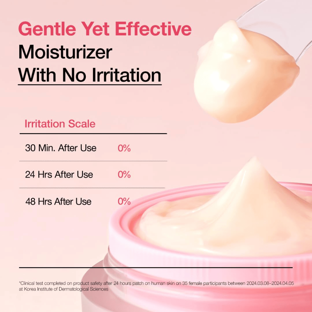 Anua Peach 77% Niacin Enriched Cream – klinisk testet fugtcreme, der giver 0 % irritation og beroliger huden effektivt.