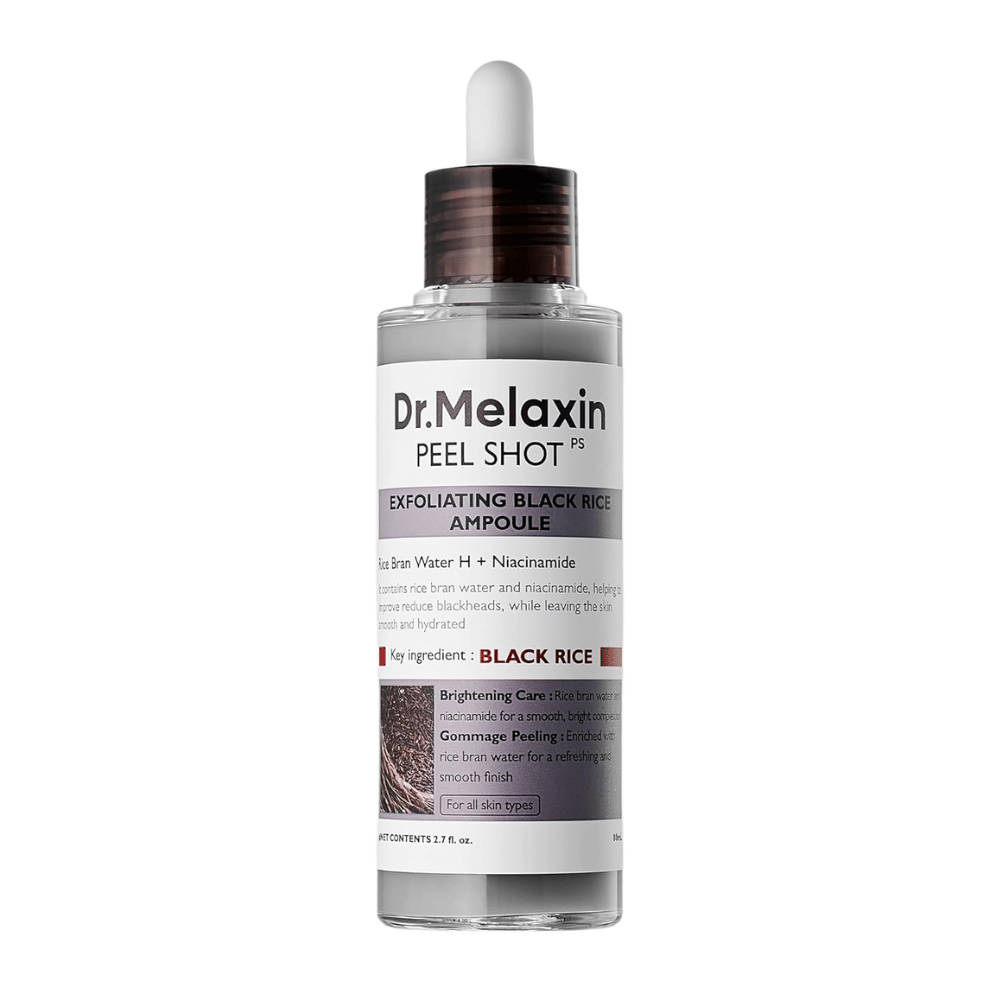 Dr.Melaxin Peel Shot PS Exfoliating Black Rice Ampoule 80ml med niacinamid og risvand til mild kemisk peeling