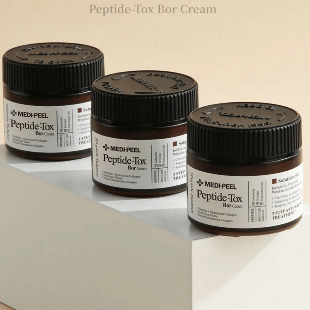 MEDI-PEEL Peptide-Tox Bor Cream i gruppe – anti-age ansigtscreme med peptidkompleks og kollagen, der styrker hudbarrieren og giver fastere, mere spændstig hud.