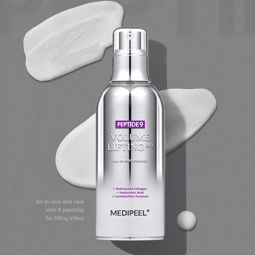 Medi-Peel Peptide 9 Volume Lifting All In One Essence Pro – koreansk essence med peptider, kollagen og hyaluronsyre som hjælper med at fugte huden og forbedre hudens elasticitet.